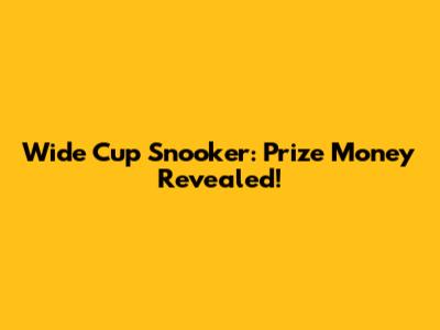 Wide Cup Snooker: Prize Money Revealed!