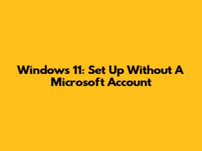 Windows 11: Set Up Without A Microsoft Account